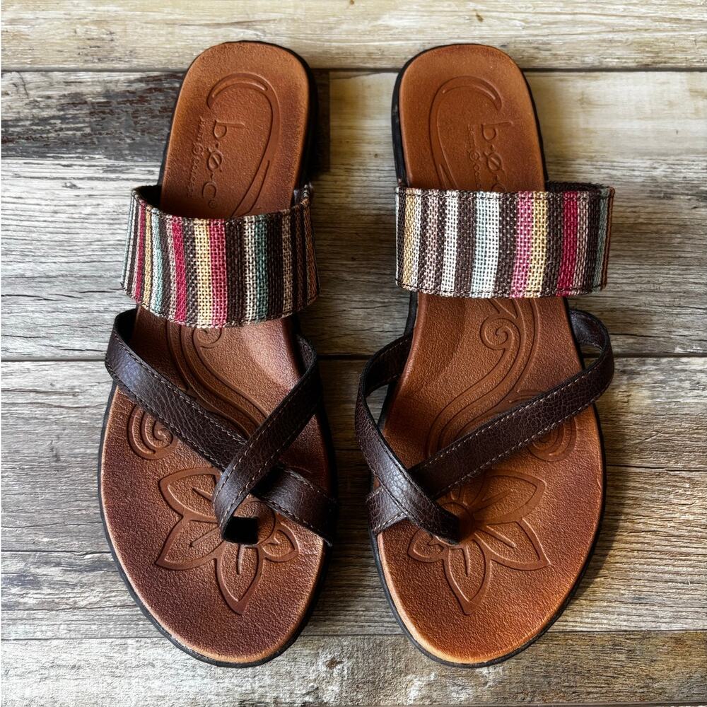 B.O.C BORN CONCEPT Womens Multi-color Stripe Toe Loop Flat Sandals Sz 10M Z10106